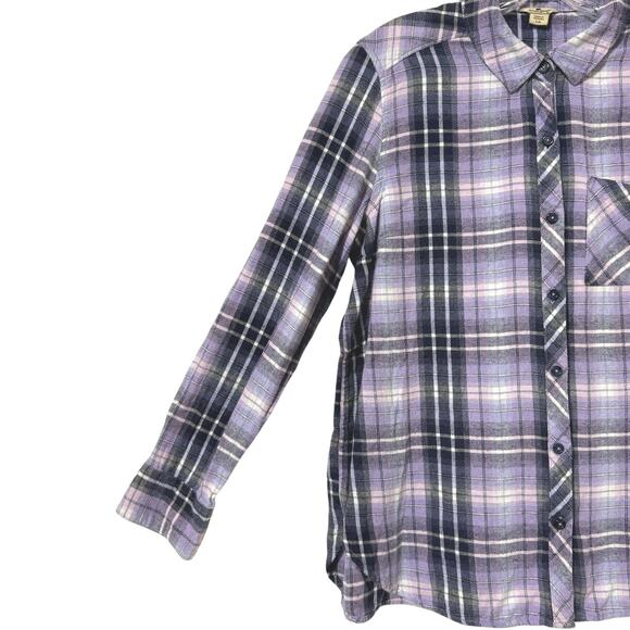 Woolrich Women’s Size Large Purple Plaid Flannel Long-Sleeve Button-Down Shirt - Picture 5 of 10